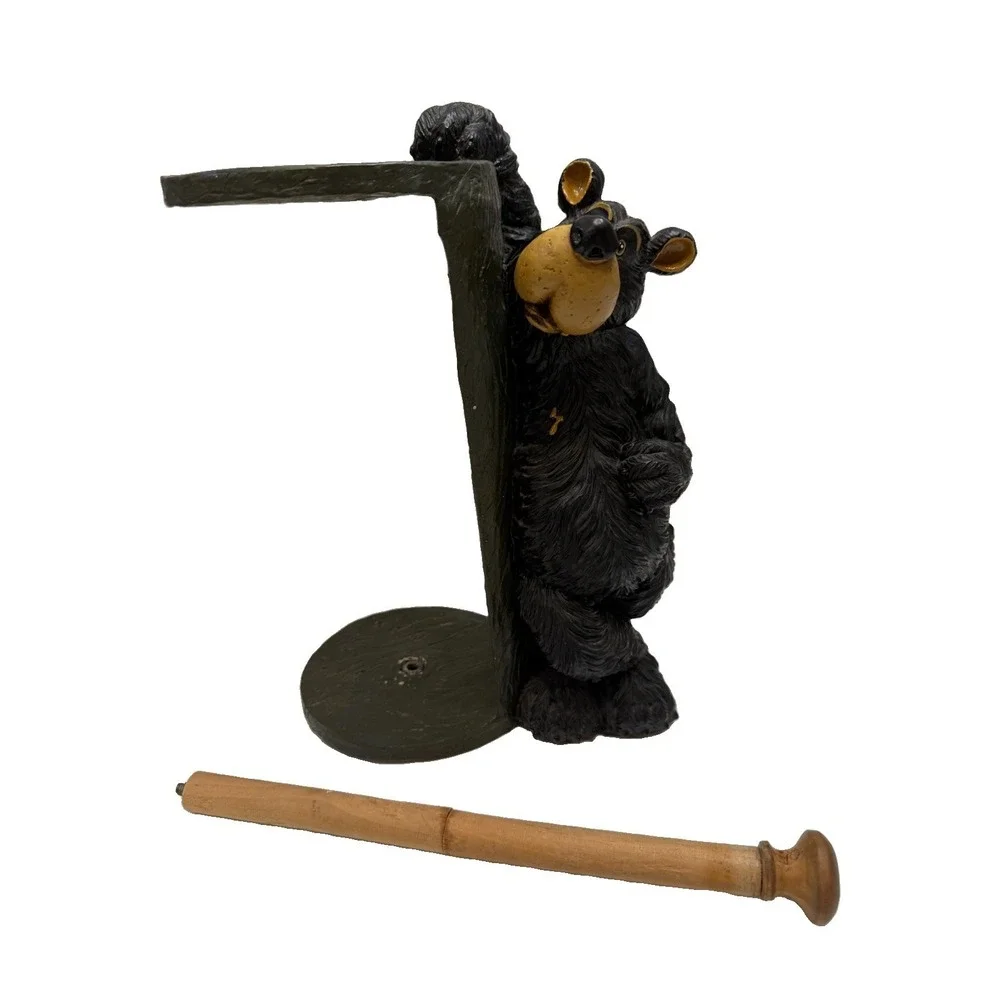 Big Sky Carvers Black Bear Resin Paper Towel Holder 14×7.5 Inches